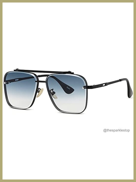 Square Aviator Gradient Sunglasses Metal Frame UV400 Protection main image 2